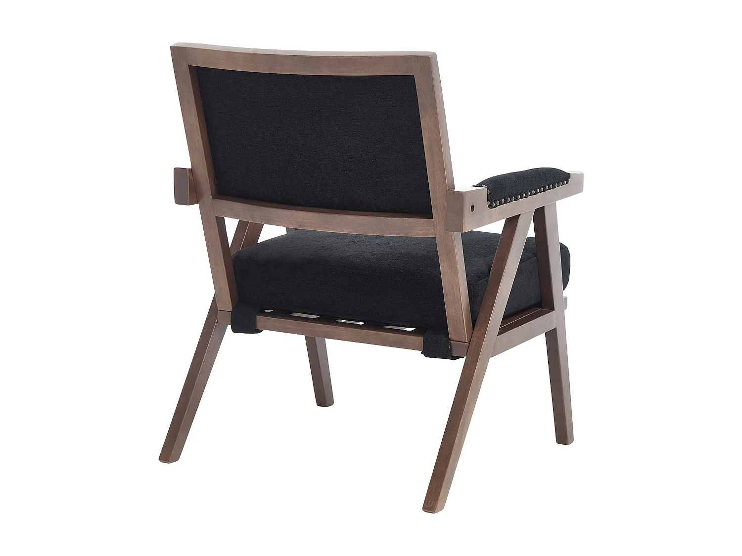 Fauteuil droit avec accoudoirs - Fauteuil avec coussins et dossier - lin noir