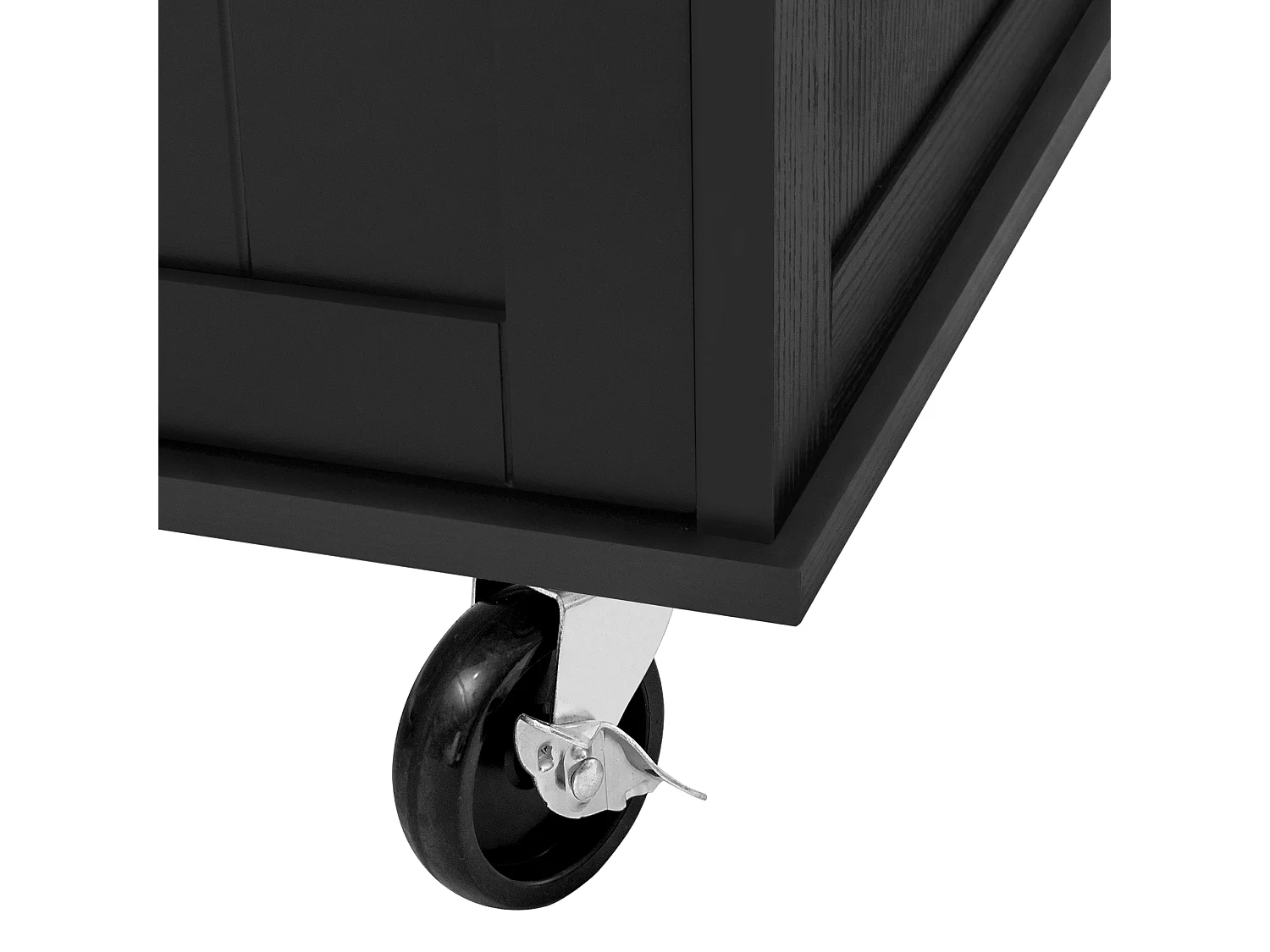 Îlot de cuisine noir - Desserte de cuisine avec 2 tiroirs et 2 portes - porte-serviettes et rangement ouvert