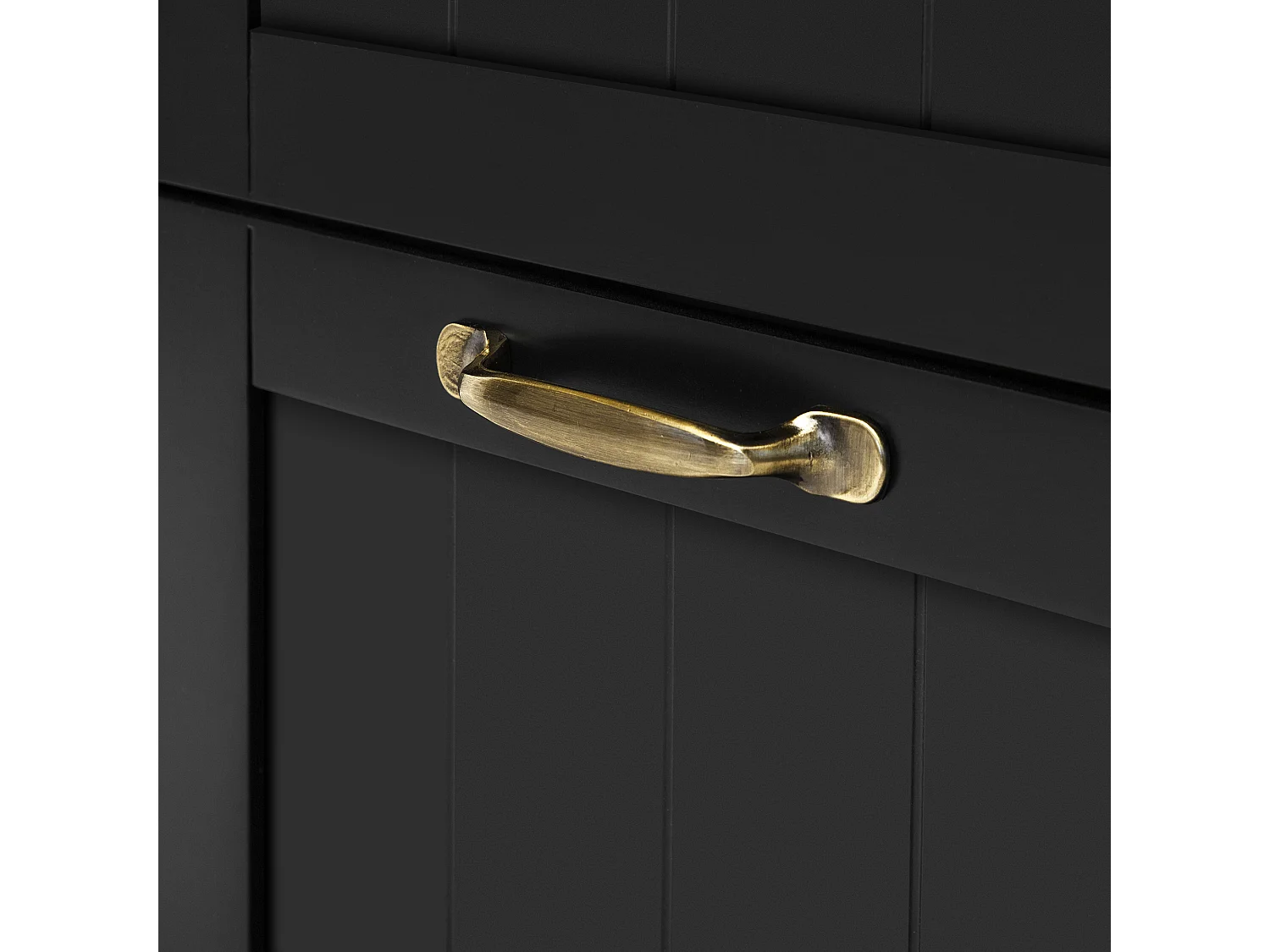 Îlot de cuisine noir - Desserte de cuisine avec 2 tiroirs et 2 portes - porte-serviettes et rangement ouvert