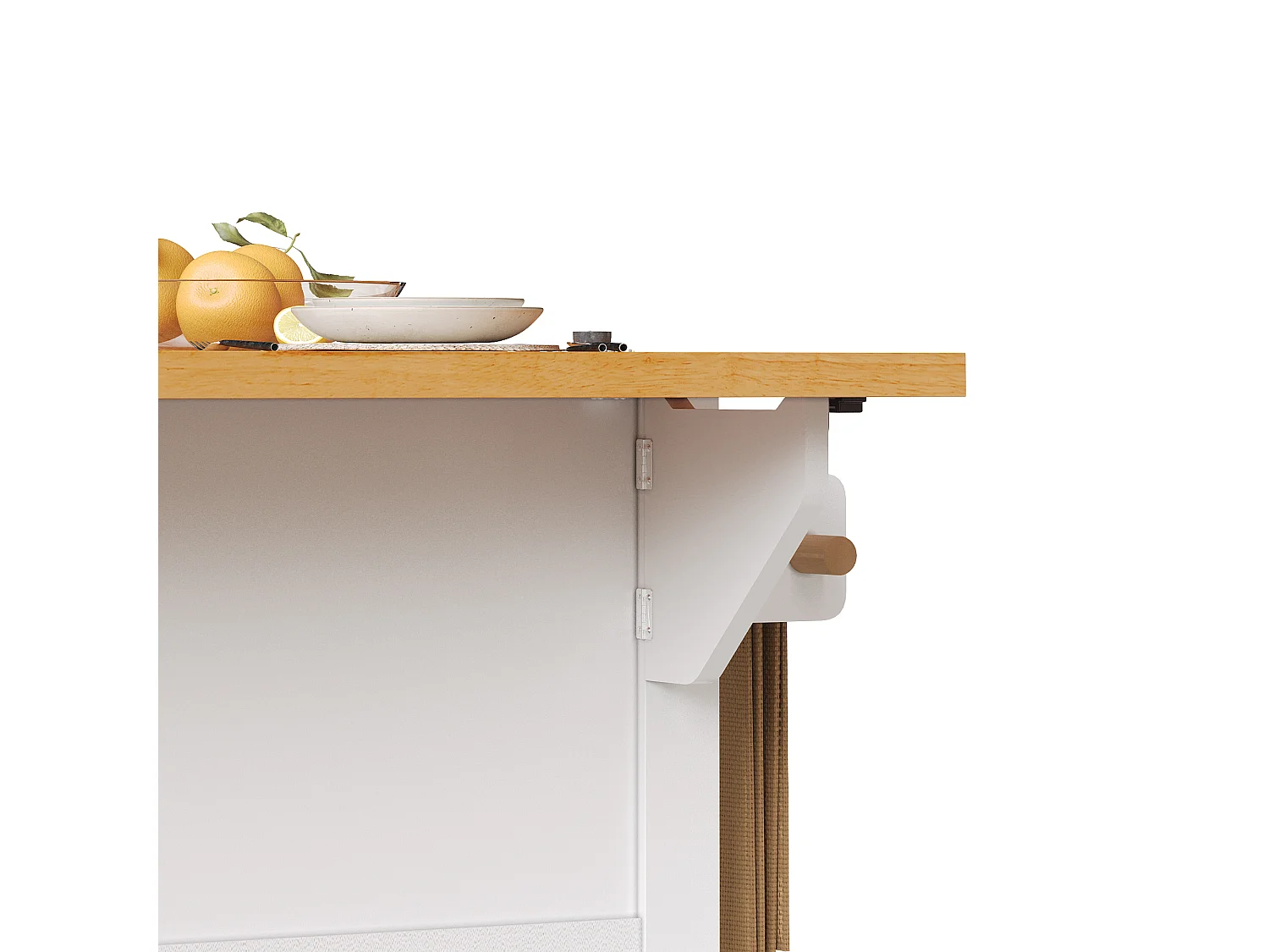 Îlot de cuisine blanc - Desserte de cuisine avec 1 tiroir et 3 portes - porte-serviettes et porte-épices