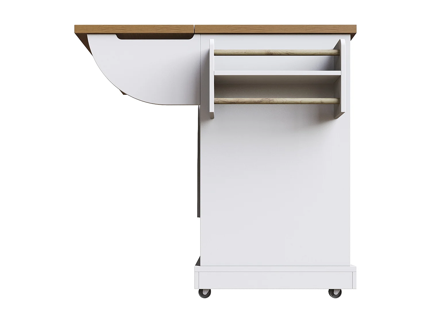 Carrello da cucina bianco - Isola cucina con 6 cassetti e 2 ante - Porta spezie e porta asciugamani