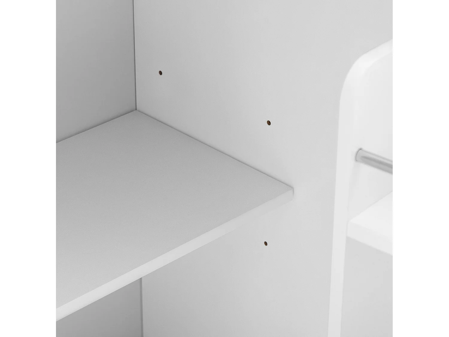 Carrello da cucina bianco - Isola cucina con 2 cassetti e 2 ante - Porta spezie e scomparto per la spazzatura