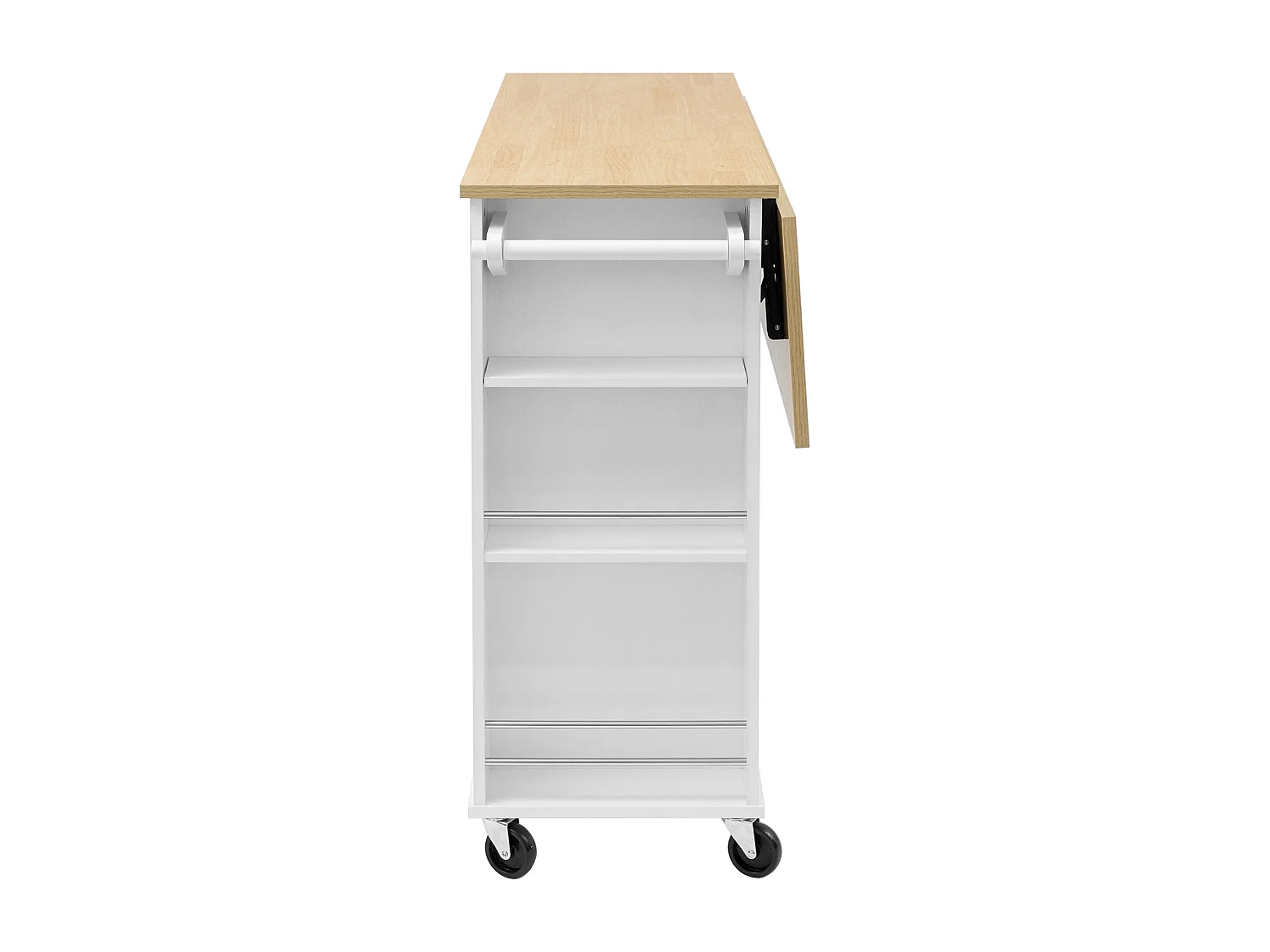 Carrello da cucina bianco - Isola cucina con 2 cassetti e 2 ante - Porta spezie e scomparto per la spazzatura