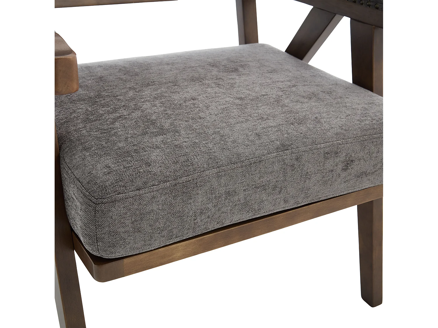 Fauteuil droit avec accoudoirs - Fauteuil avec coussins et dossier - lin gris