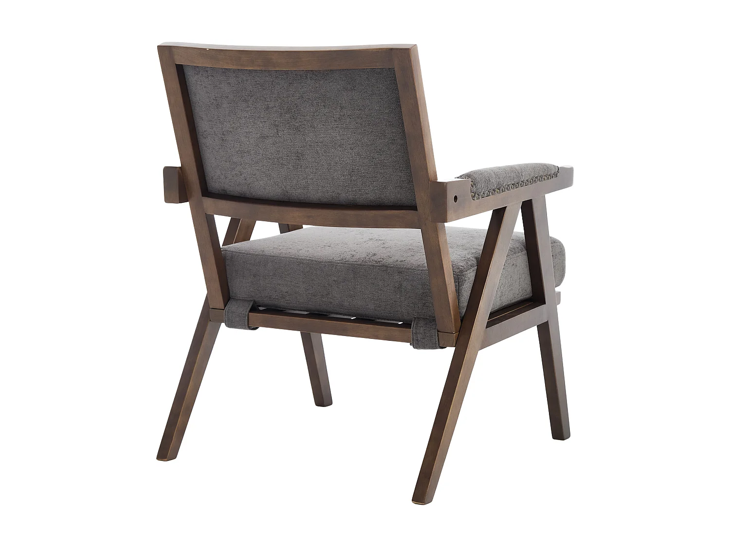 Fauteuil droit avec accoudoirs - Fauteuil avec coussins et dossier - lin gris