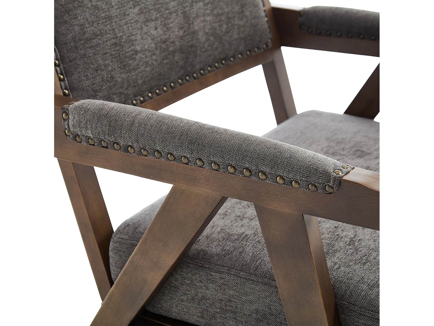 Fauteuil droit avec accoudoirs - Fauteuil avec coussins et dossier - lin gris