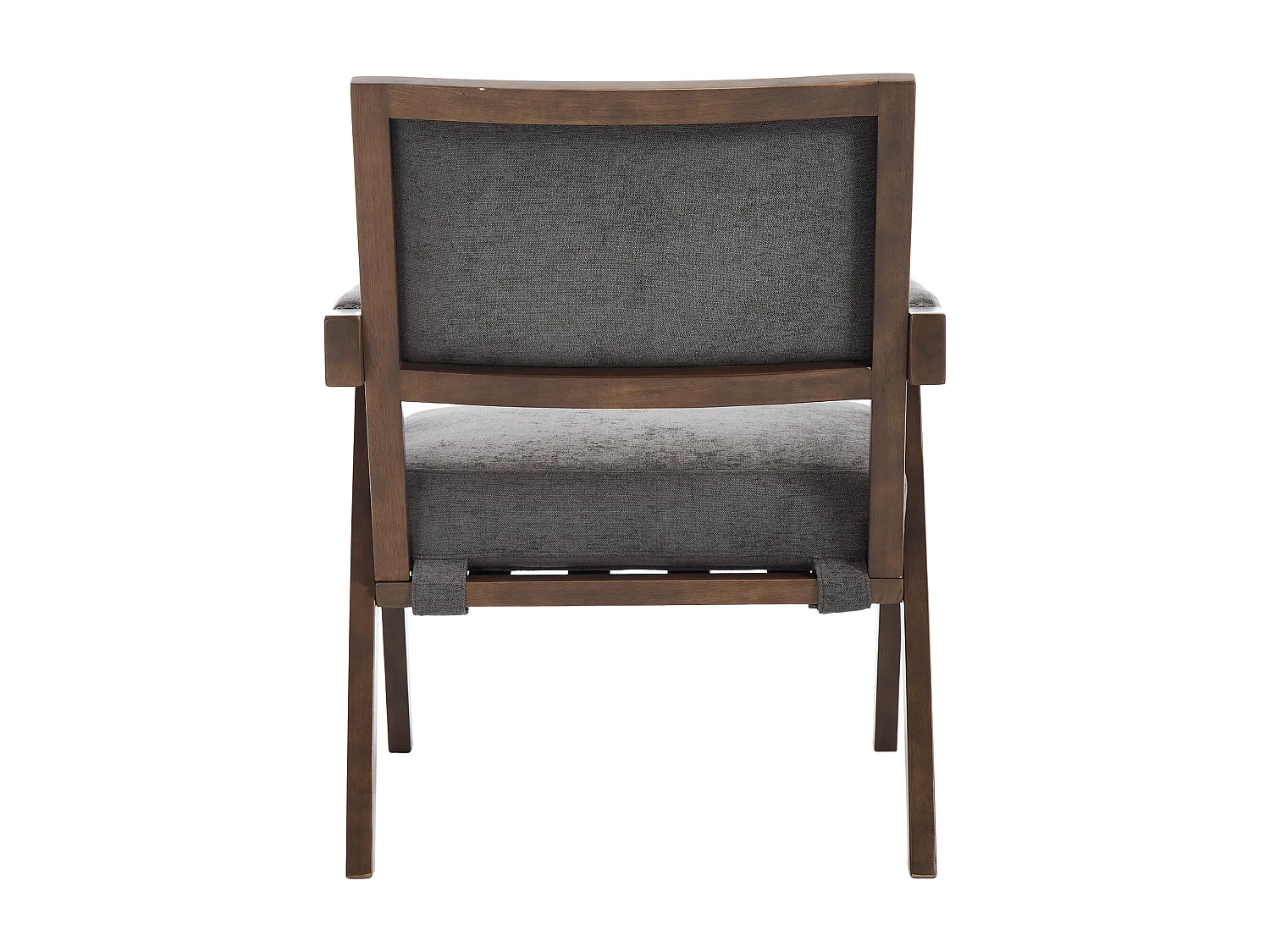 Fauteuil droit avec accoudoirs - Fauteuil avec coussins et dossier - lin gris