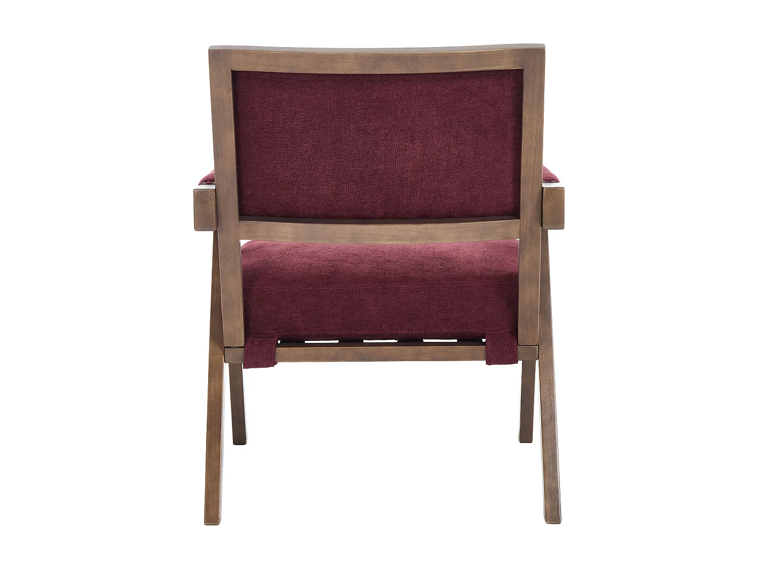 Fauteuil droit avec accoudoirs - Fauteuil avec coussins et dossier - lin rose rouge