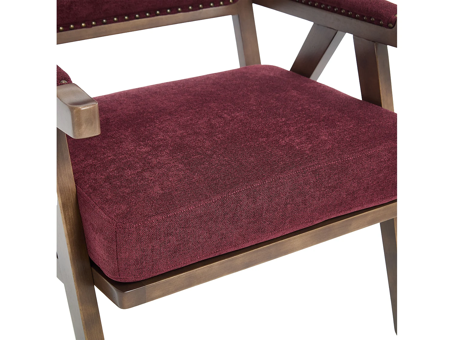 Fauteuil droit avec accoudoirs - Fauteuil avec coussins et dossier - lin rose rouge