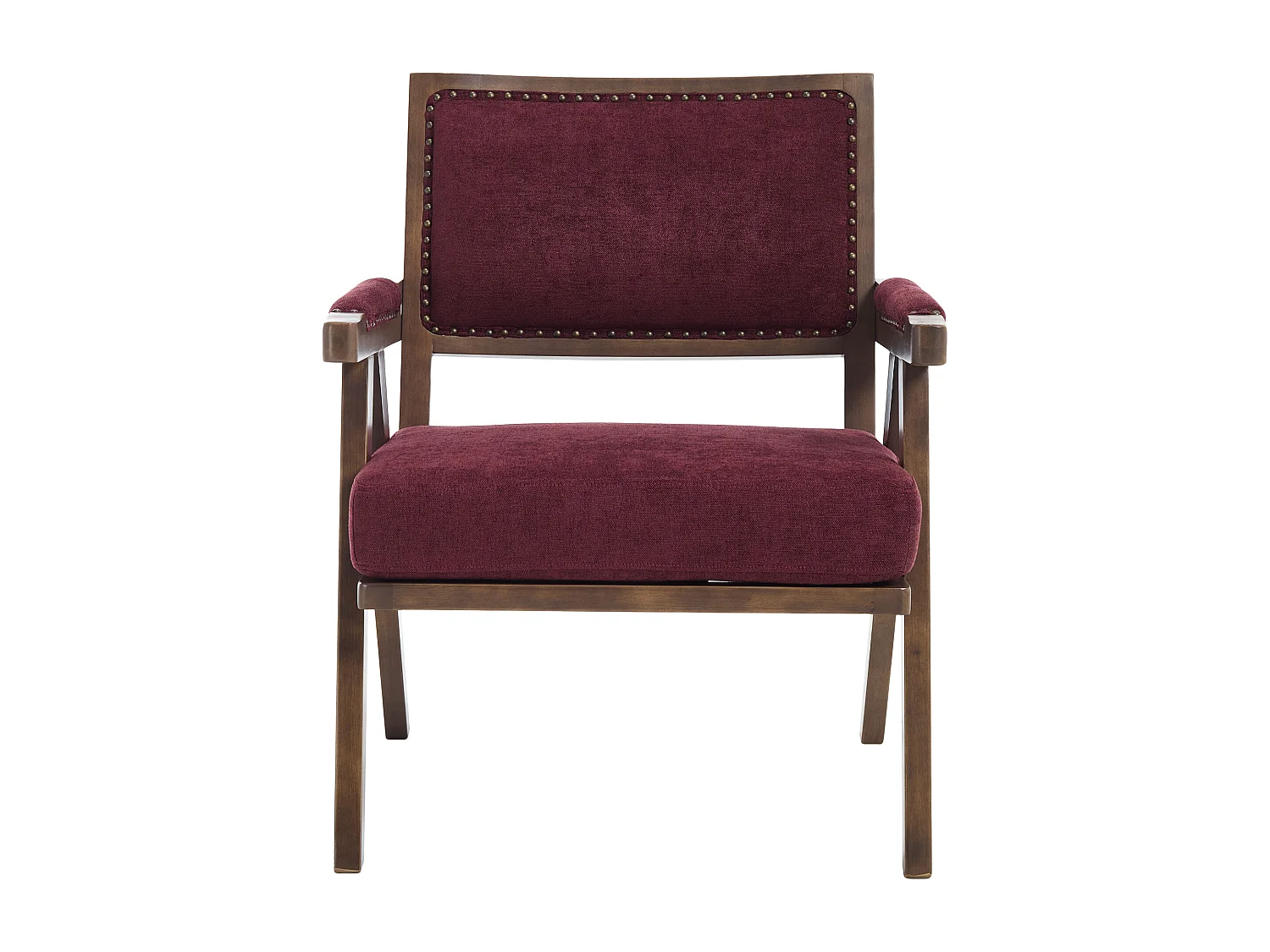 Fauteuil droit avec accoudoirs - Fauteuil avec coussins et dossier - lin rose rouge