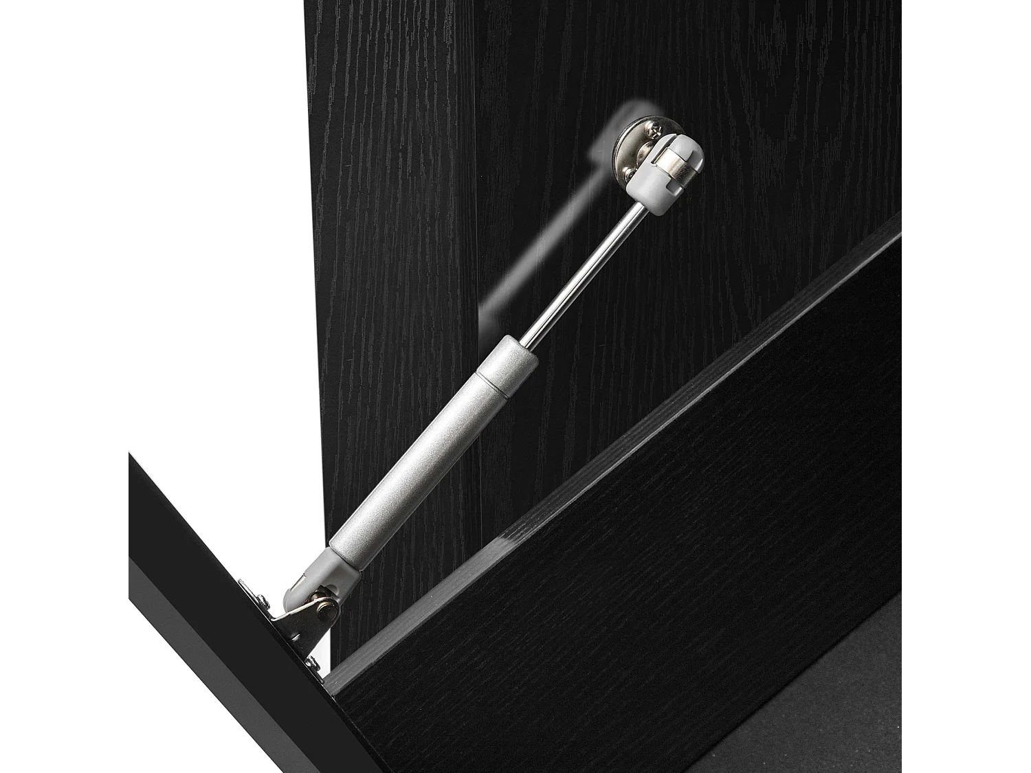 Carrello da cucina nero - Isola cucina con 2 cassetti e 2 ante - Porta spezie e scomparto per la spazzatura