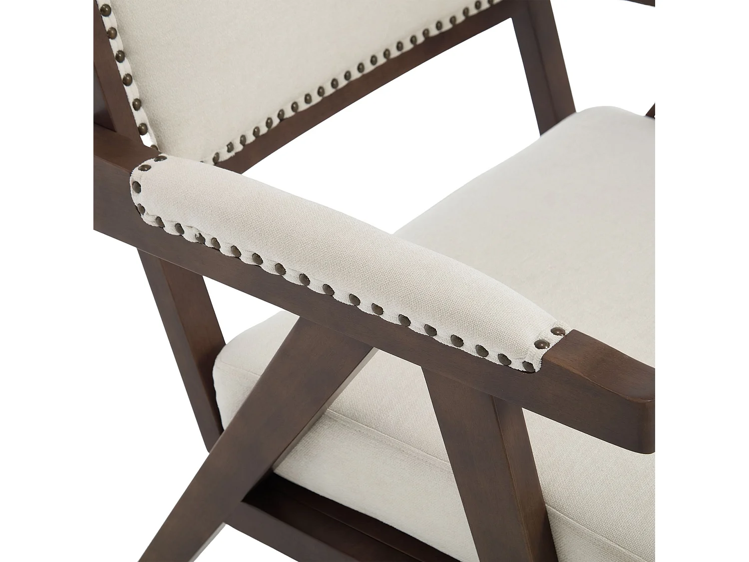 Fauteuil droit avec accoudoirs - Fauteuil avec coussins et dossier - lin beige