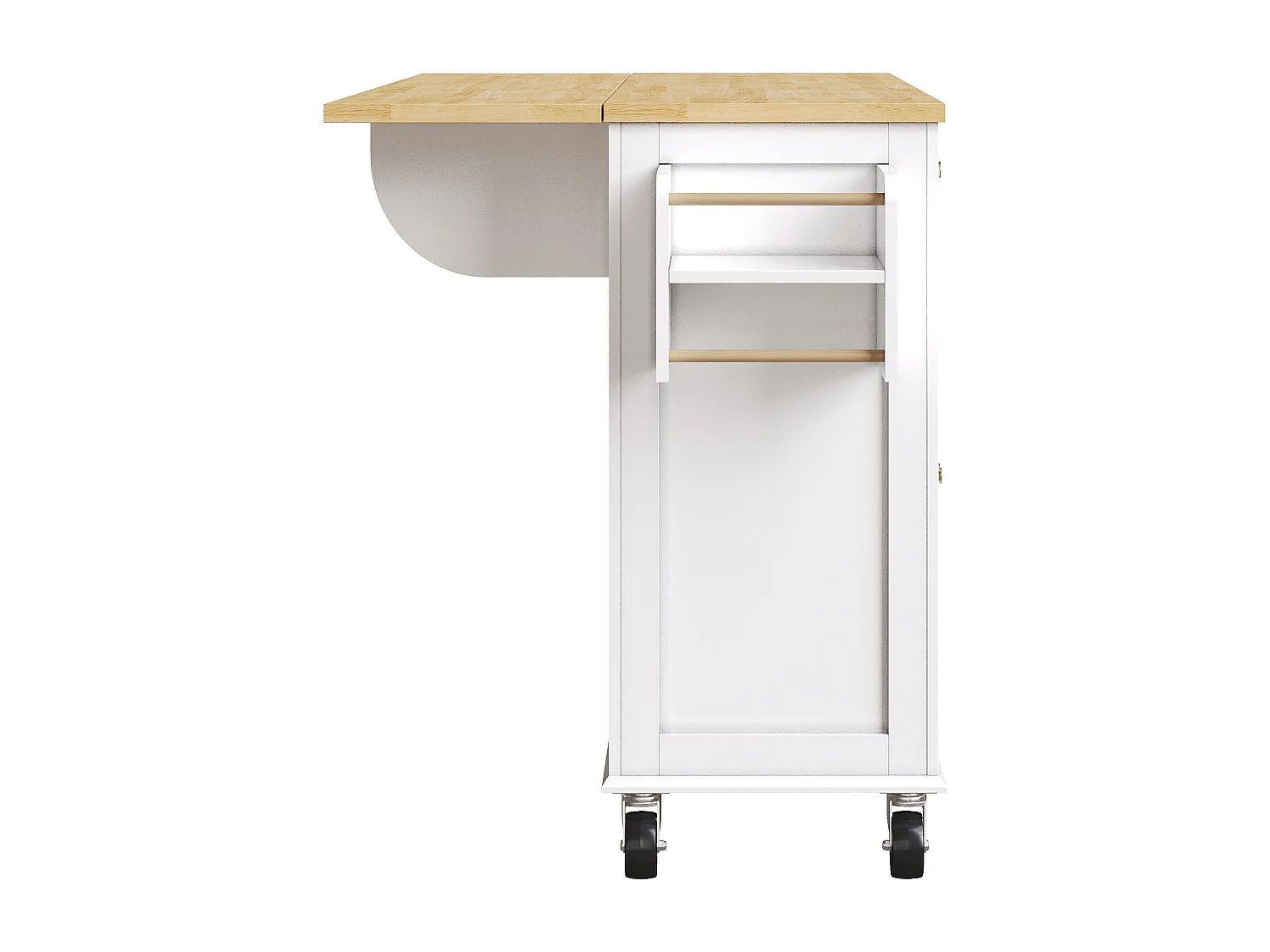 Isola cucina bianca - Carrello cucina con 2 cassetti e 4 ante in vetro - porta spezie e porta asciugamani