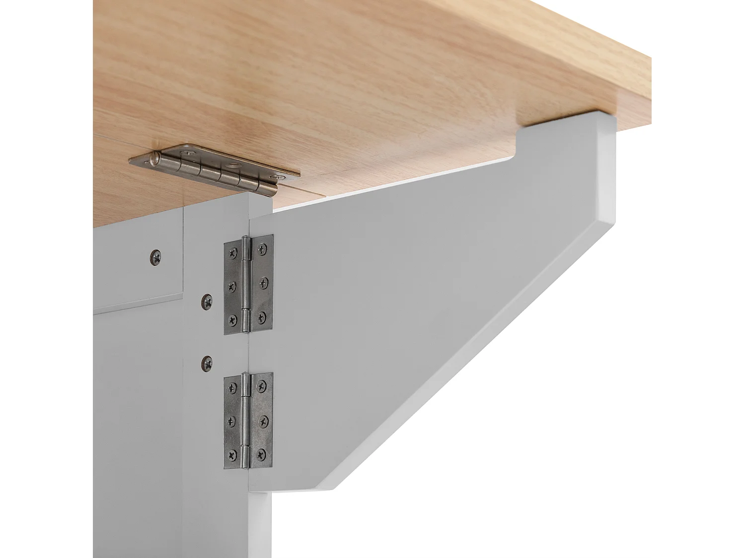 Îlot de cuisine blanc - Desserte de cuisine avec 2 tiroirs et 2 portes - porte-serviettes et rangement ouvert