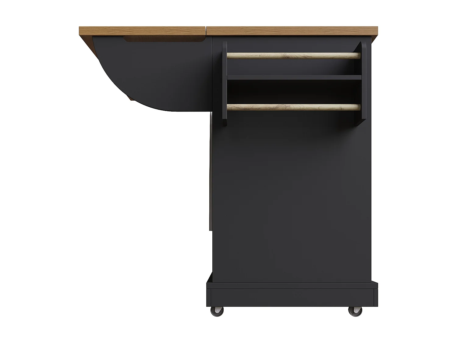 Carrello da cucina nero - Isola cucina con 6 cassetti e 2 ante - Porta spezie e porta asciugamani