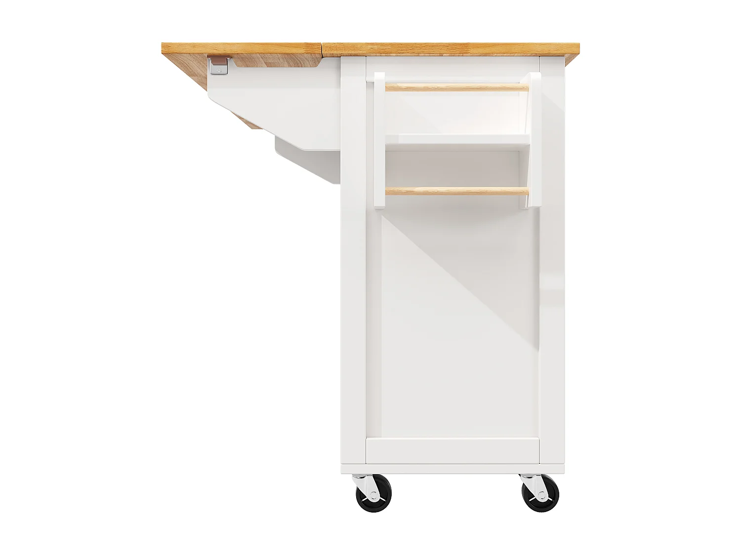 Isola cucina bianca - Carrello cucina con 2 cassetti e 4 ante - Porta spezie e porta asciugamani