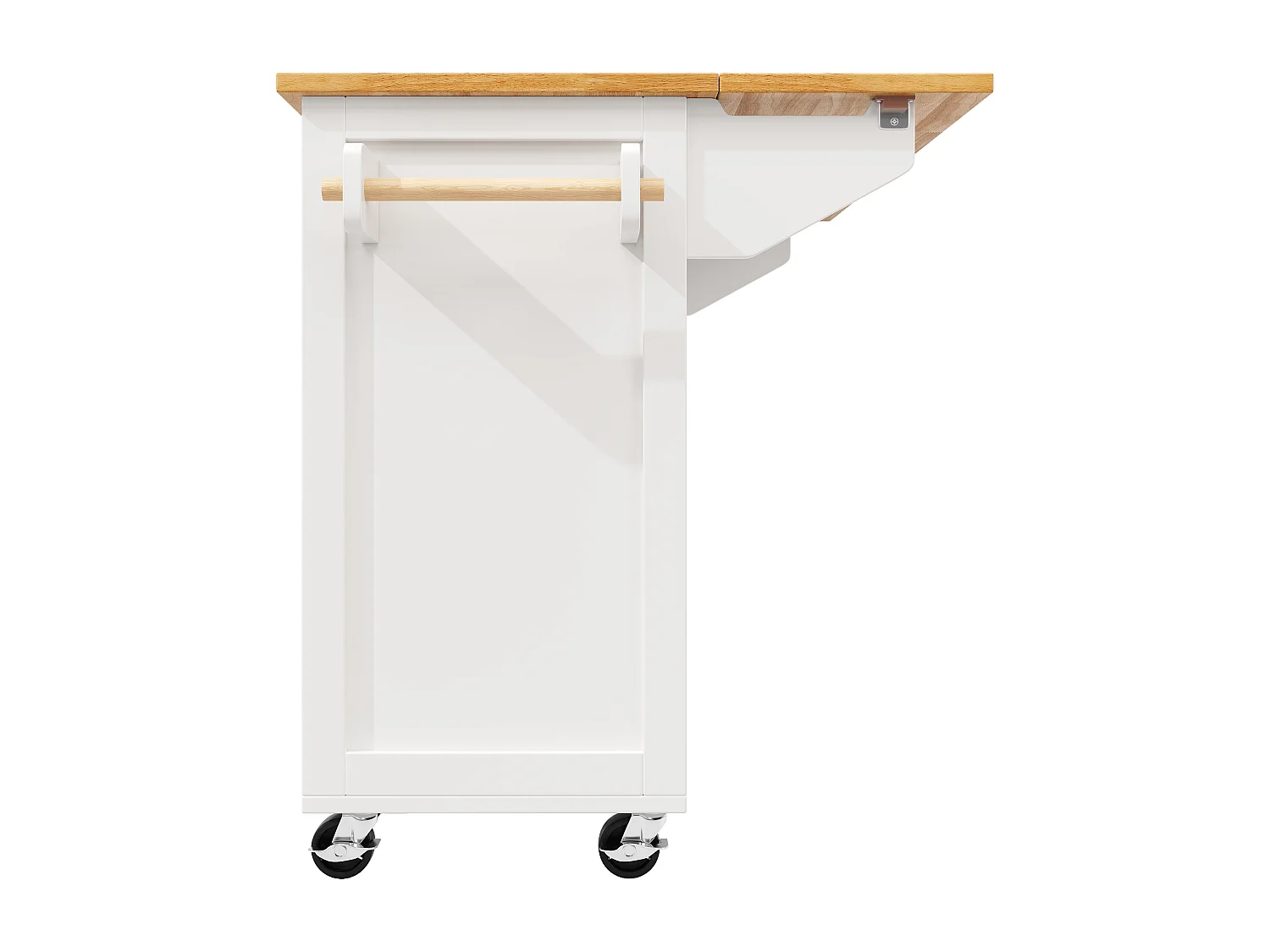 Isola cucina bianca - Carrello cucina con 2 cassetti e 4 ante - Porta spezie e porta asciugamani