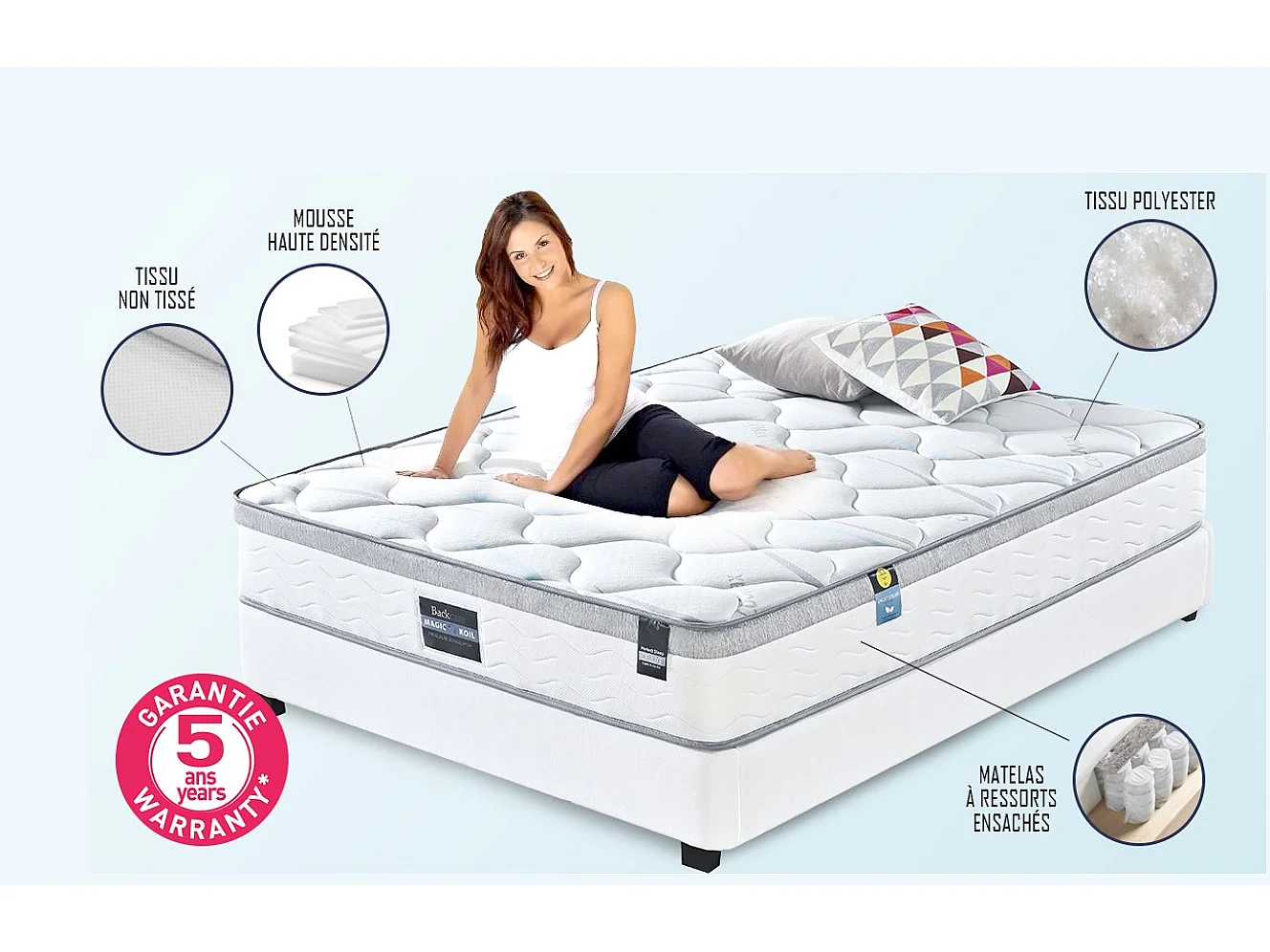 Matelas ferme 25cm à ressorts ensachés Florencia - Confort et soutien exceptionnels-160x200