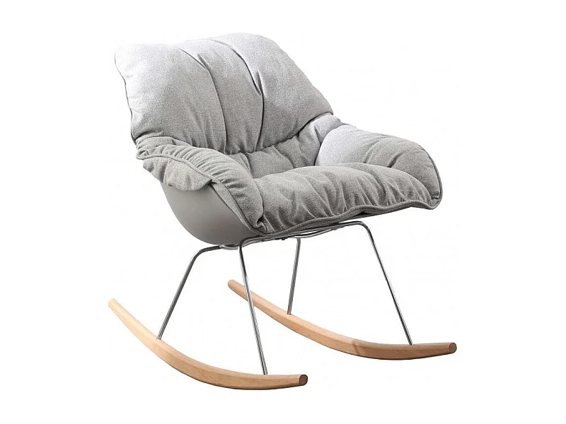 Rocking chair design tissu gris et bois clair Relaxo