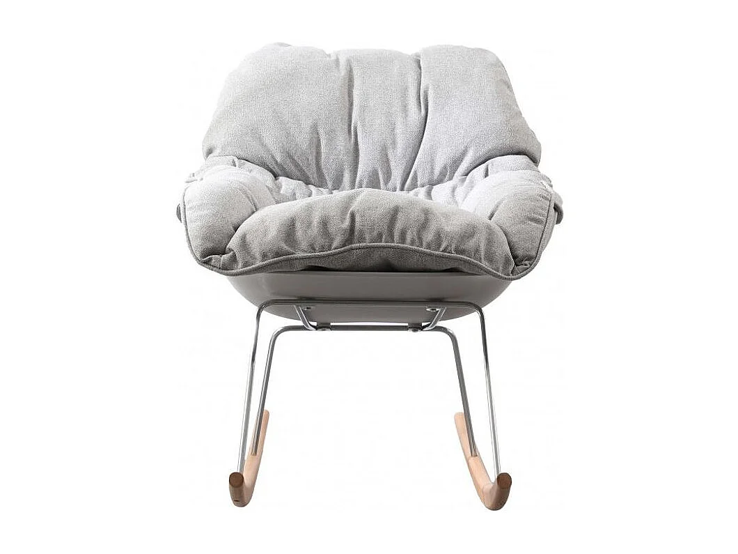 Rocking chair design tissu gris et bois clair Relaxo