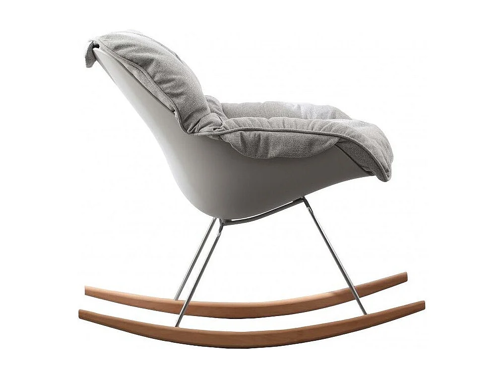 Rocking chair design tissu gris et bois clair Relaxo