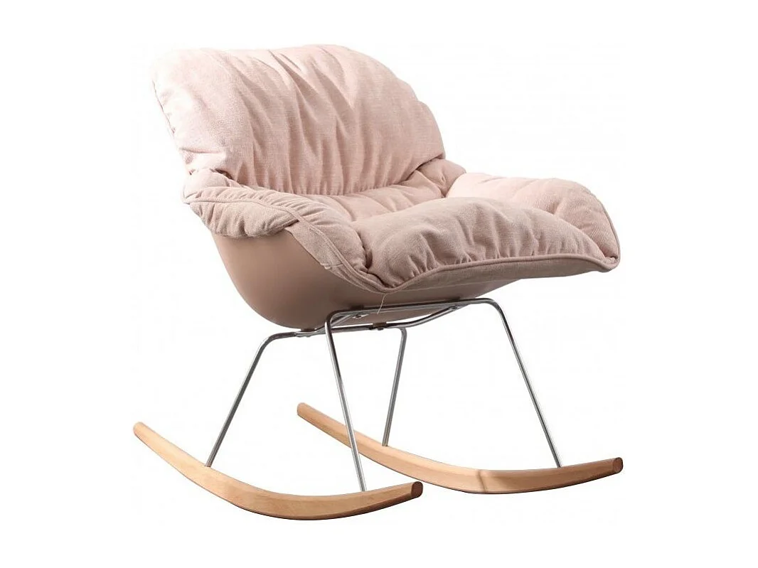 Rocking chair design tissu rose et bois clair Relaxo