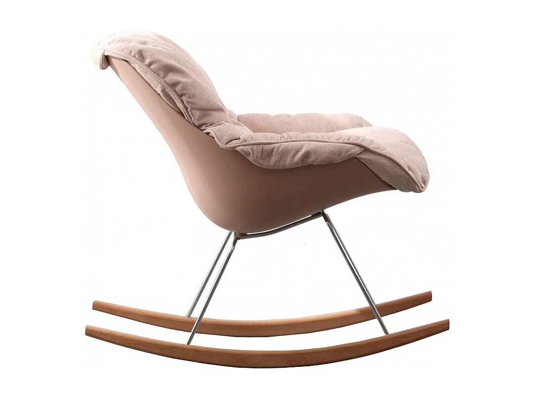 Rocking chair design tissu rose et bois clair Relaxo