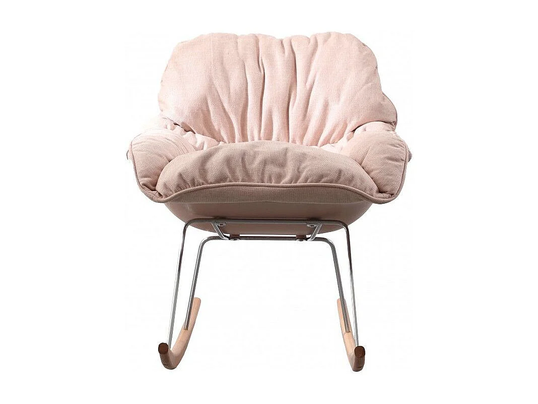 Rocking chair design tissu rose et bois clair Relaxo