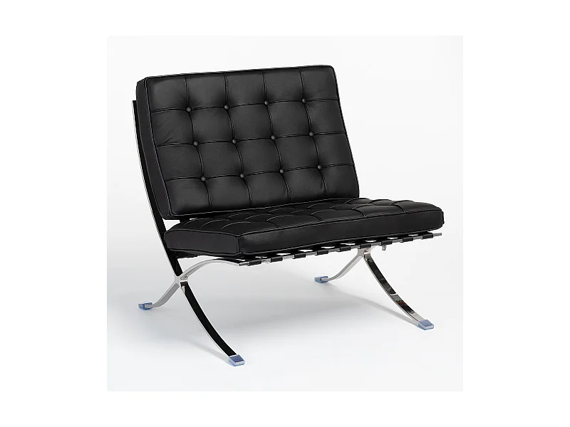Fauteuil capitonné cuir noir Barka