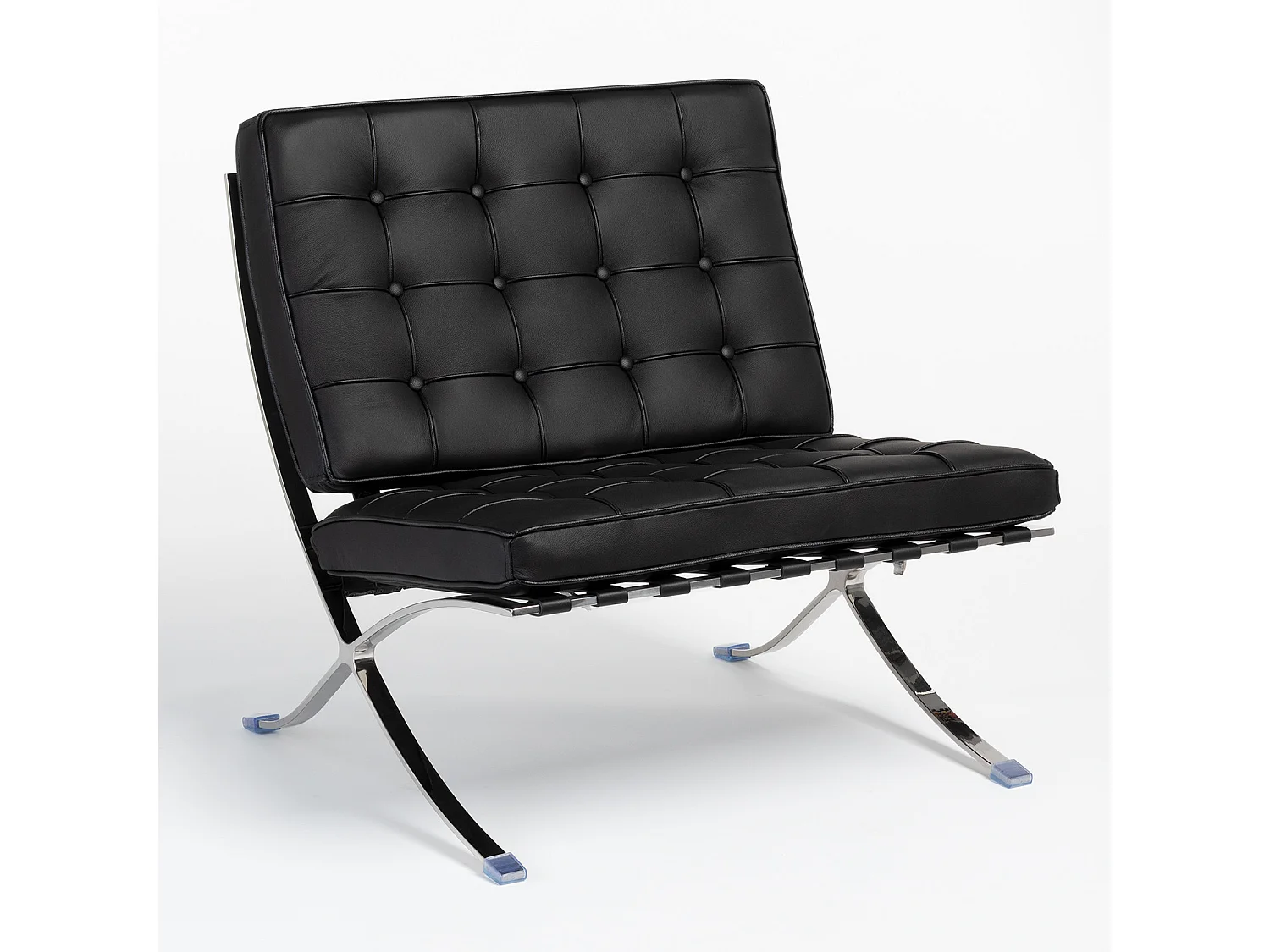 Fauteuil capitonné cuir noir Barka