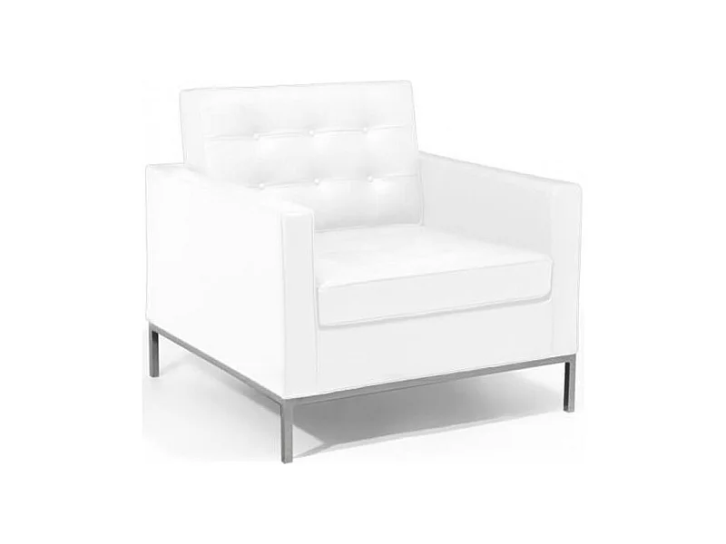 Fauteuil design capitonné cuir blanc Flora