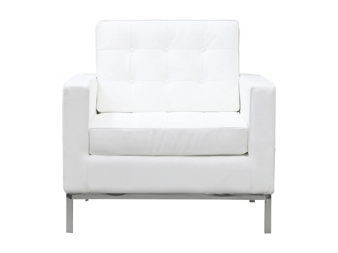Fauteuil design capitonné cuir blanc Flora