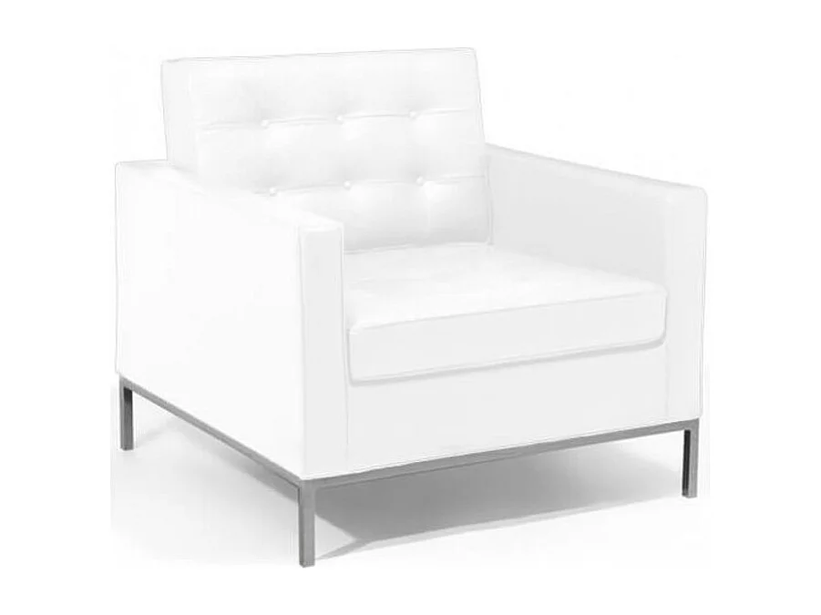 Fauteuil design capitonné cuir blanc Flora
