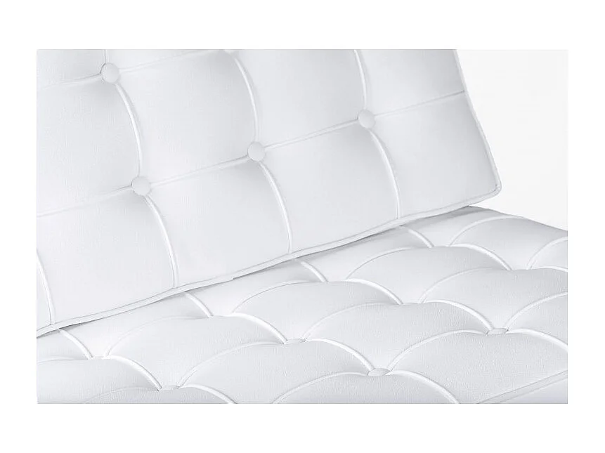 Fauteuil capitonné simili cuir blanc Barka