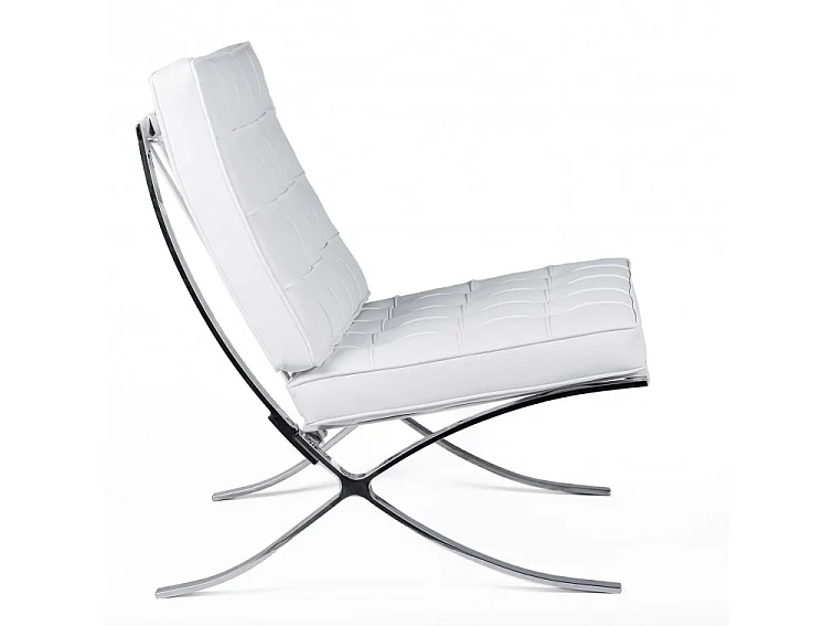Fauteuil capitonné simili cuir blanc Barka