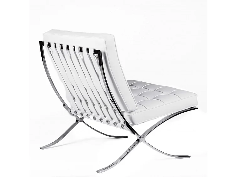 Fauteuil capitonné simili cuir blanc Barka