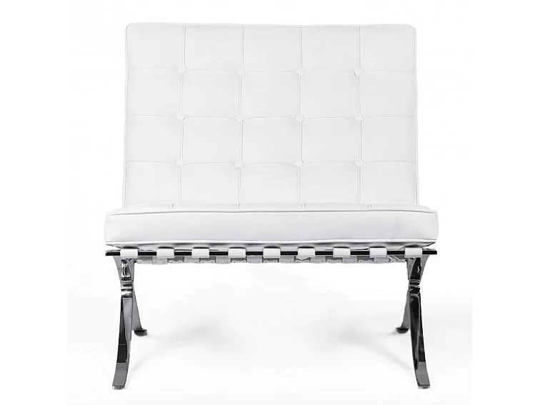 Fauteuil capitonné simili cuir blanc Barka