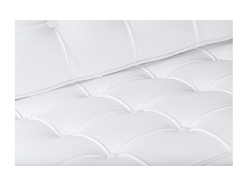 Fauteuil capitonné simili cuir blanc Barka