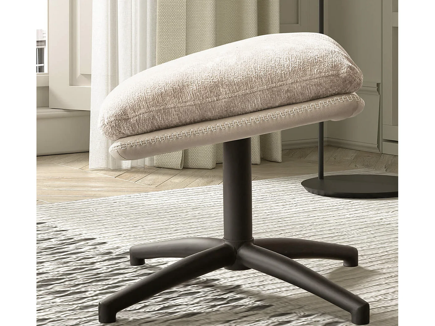 Fauteuil pivotant avec repose pieds bi matière Kidoza-Beige clair