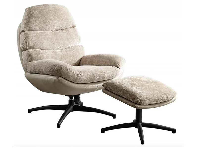 Fauteuil pivotant avec repose pieds bi matière Kidoza-Beige clair