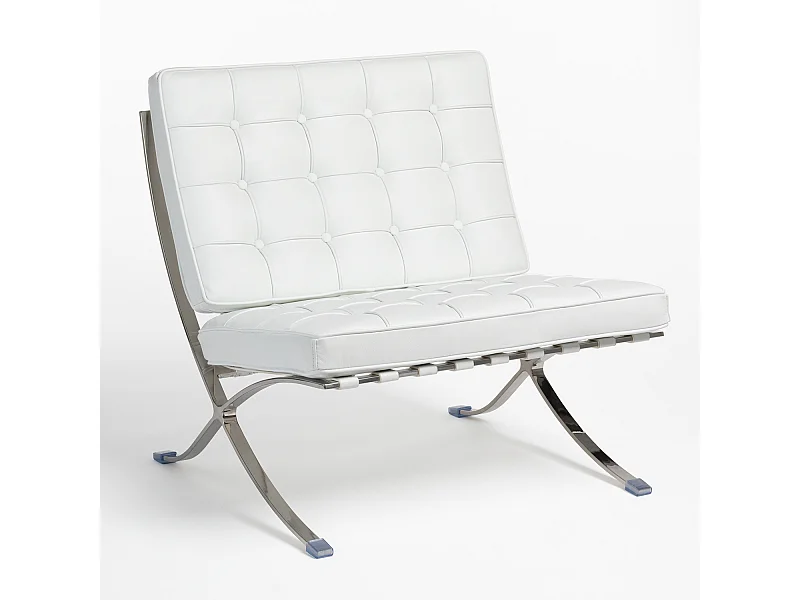 Fauteuil capitonné cuir blanc Barka