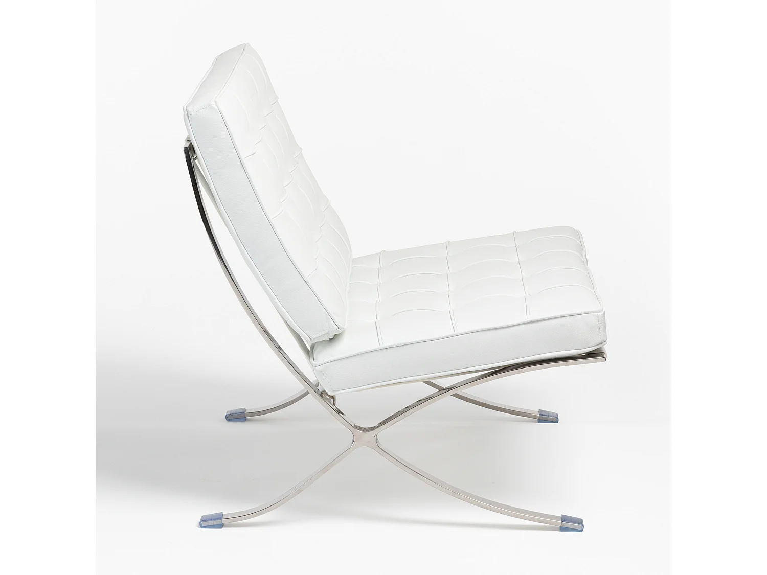 Fauteuil capitonné cuir blanc Barka