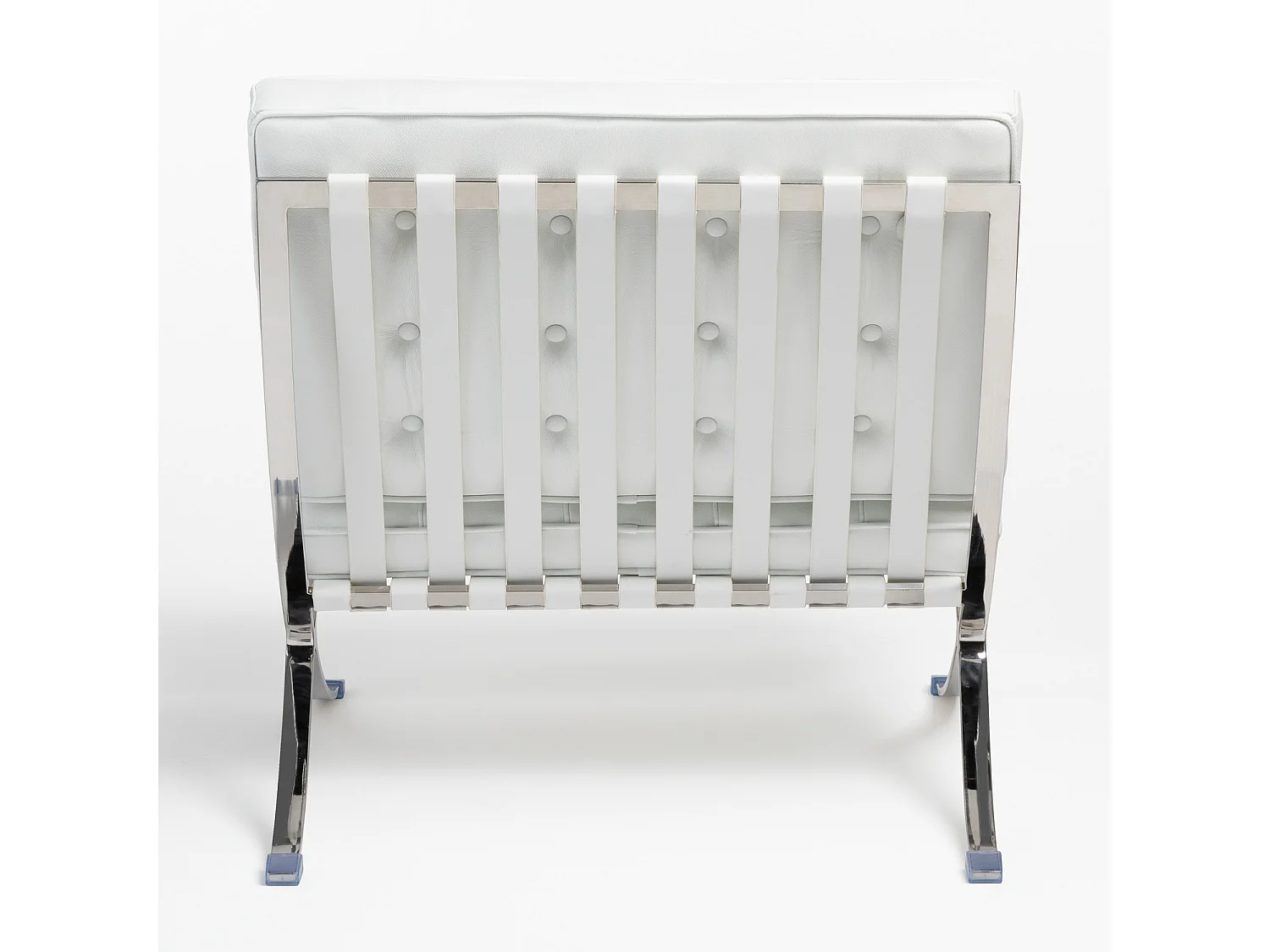 Fauteuil capitonné cuir blanc Barka