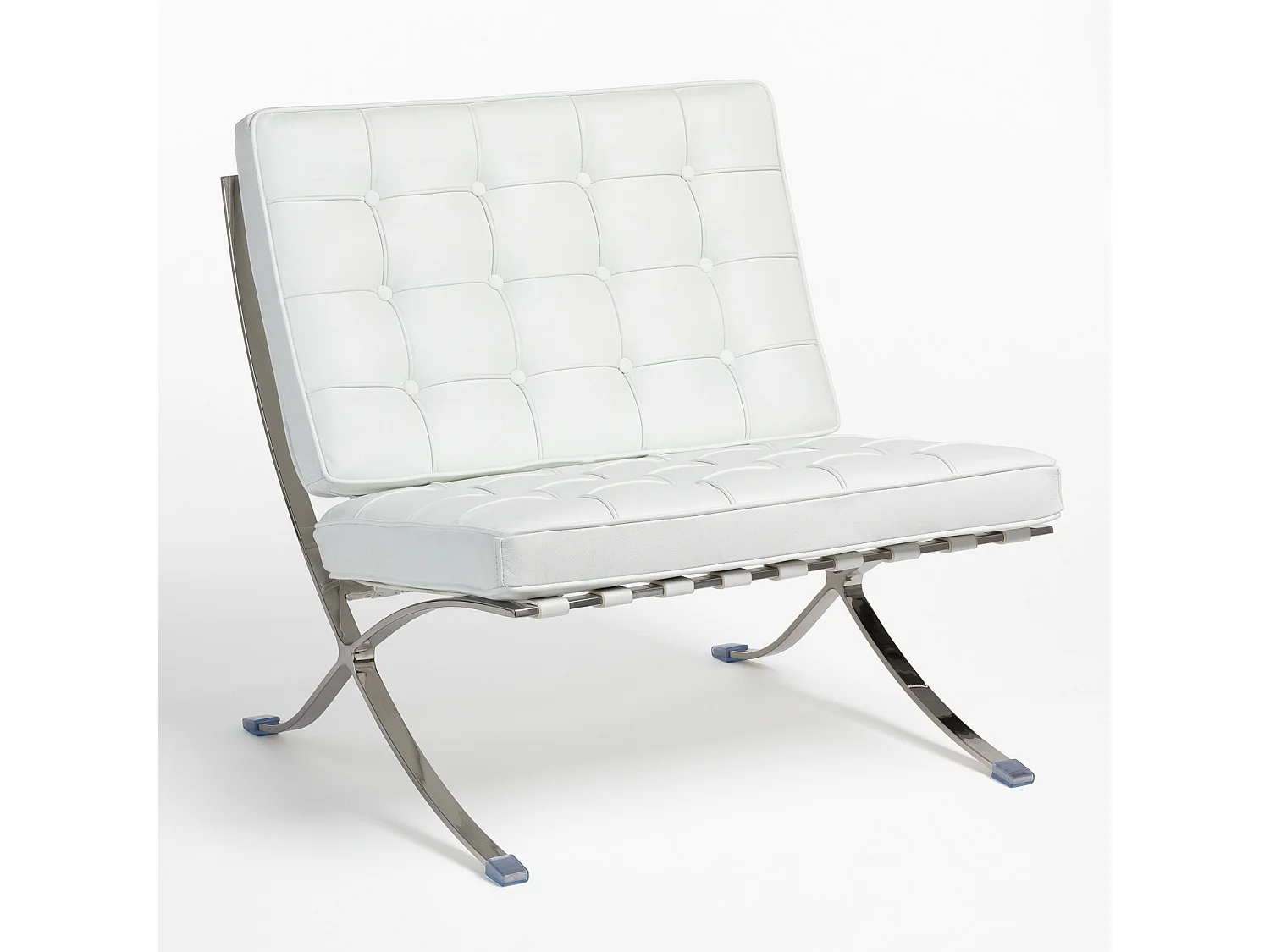 Fauteuil capitonné cuir blanc Barka