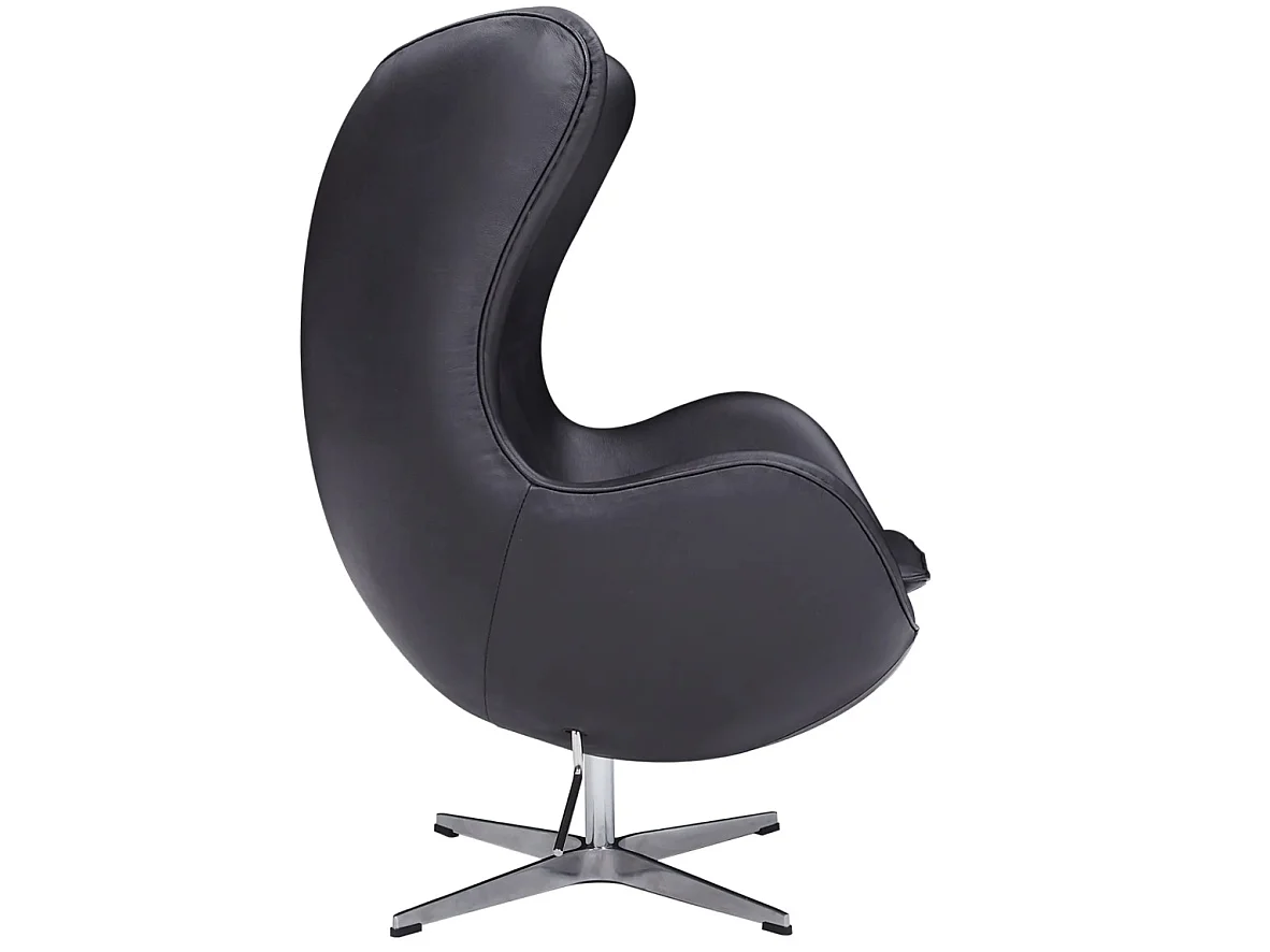 Fauteuil EGGO – Cuir fleur italien, icône design & pivotant-Noir
