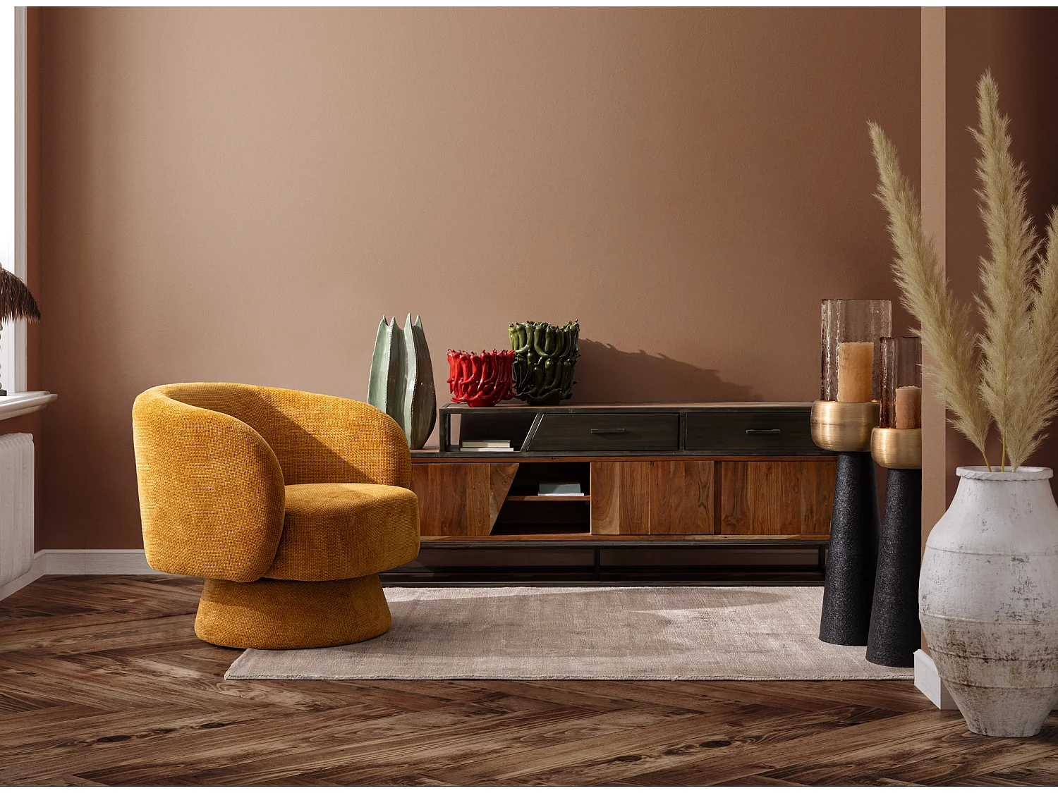 Fauteuil design pivotant KANA-Jaune