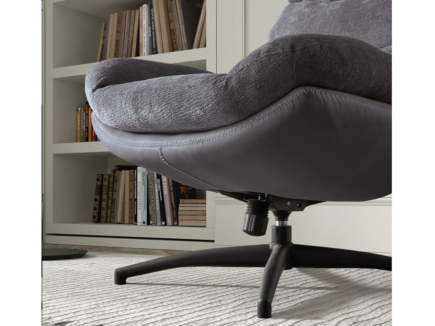 Fauteuil pivotant avec repose pieds bi matière Kidoza-Gris