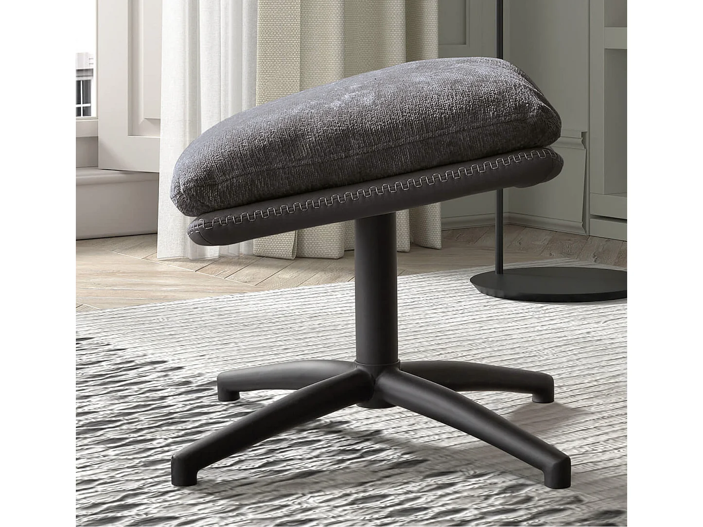 Fauteuil pivotant avec repose pieds bi matière Kidoza-Gris