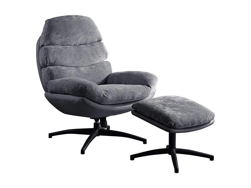 Fauteuil pivotant avec repose pieds bi matière Kidoza-Gris