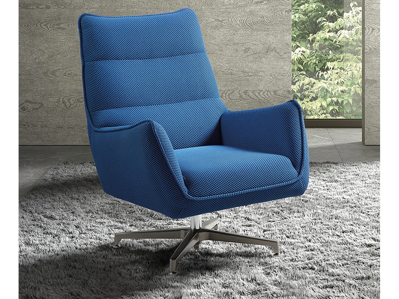 Fauteuil pivotant tissu maille 3D Milan-Bleu